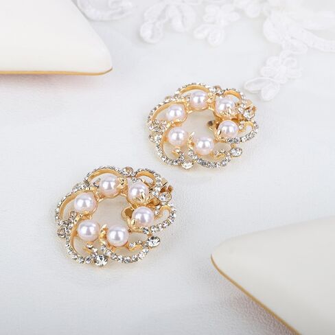 JWICOS 2PCS مقاطع أحذية لؤلؤة لؤلؤة جولة أحذية الكريستال الأزياء الأزياء سحر أحذية قابلة للإزالة in Kuwait