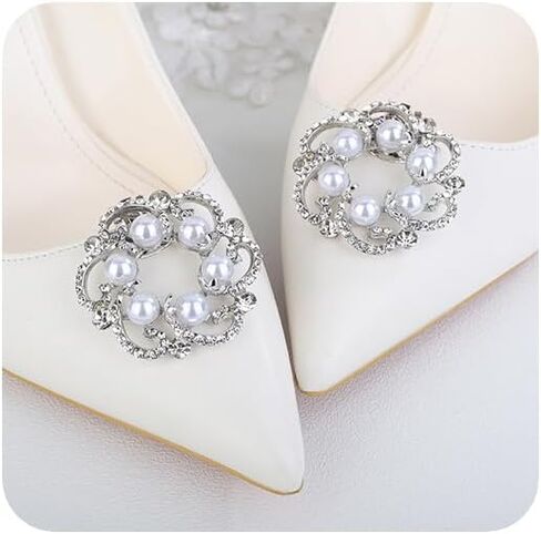 JWICOS 2PCS مقاطع أحذية لؤلؤة لؤلؤة جولة أحذية الكريستال الأزياء الأزياء سحر أحذية قابلة للإزالة in Kuwait