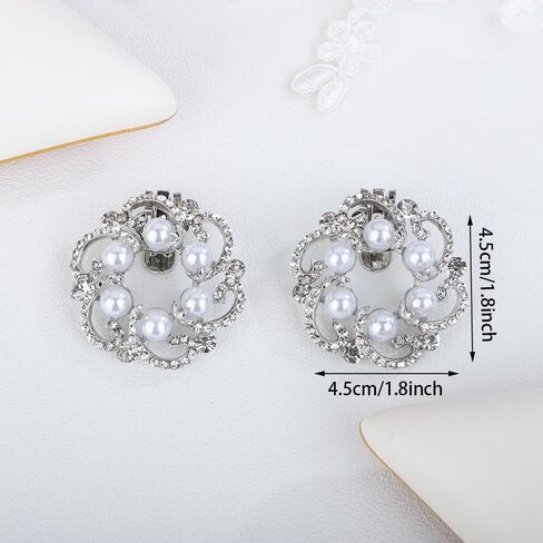 JWICOS 2PCS مقاطع أحذية لؤلؤة لؤلؤة جولة أحذية الكريستال الأزياء الأزياء سحر أحذية قابلة للإزالة in Kuwait