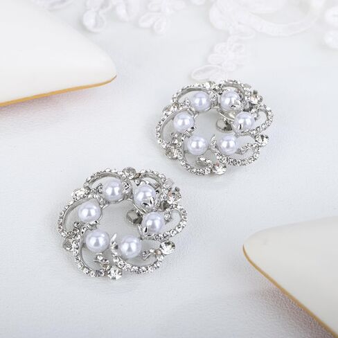 JWICOS 2PCS مقاطع أحذية لؤلؤة لؤلؤة جولة أحذية الكريستال الأزياء الأزياء سحر أحذية قابلة للإزالة in Kuwait