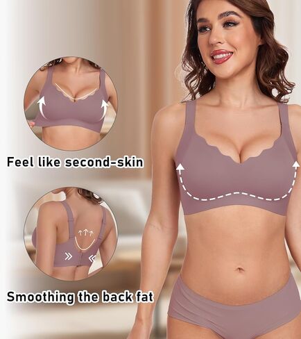 Gailife Scalloped Lift Bras for Women Soft Push Up Wireless Bra Supportive V Neck No Underwire Seamless Tshirt Bralettes in Kuwait
