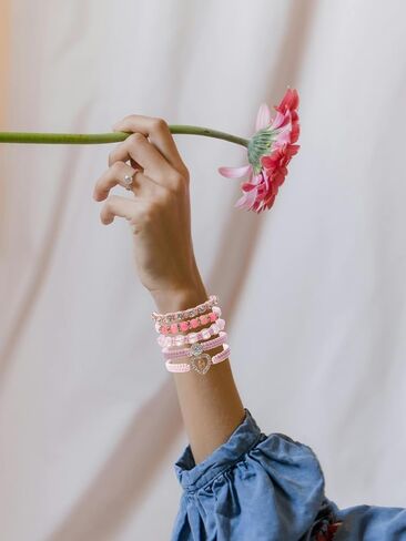 Pink Virgin Mary String Bracelet Set Handmade Mexican Tennis Crystal Boho Bracelets Stack For Women Lucky Friendship Catholic Religious Rosary in Saudi Arabia