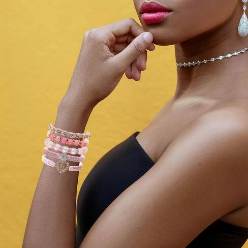 Pink Virgin Mary String Bracelet Set Handmade Mexican Tennis Crystal Boho Bracelets Stack For Women Lucky Friendship Catholic Religious Rosary in Saudi Arabia