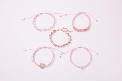 Pink Virgin Mary String Bracelet Set Handmade Mexican Tennis Crystal Boho Bracelets Stack For Women Lucky Friendship Catholic Religious Rosary in Saudi Arabia