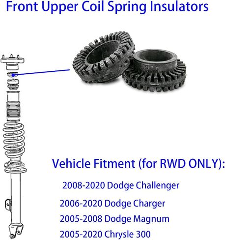 Front Coil Spring Insulators, Front Upper Coil Spring Isolators Compatible with 2006-2020 Charger, 2008-2020 Challenger, 2005-2008 Magnum, 2005-2020 300 (Pair for RWD Only) in Saudi Arabia