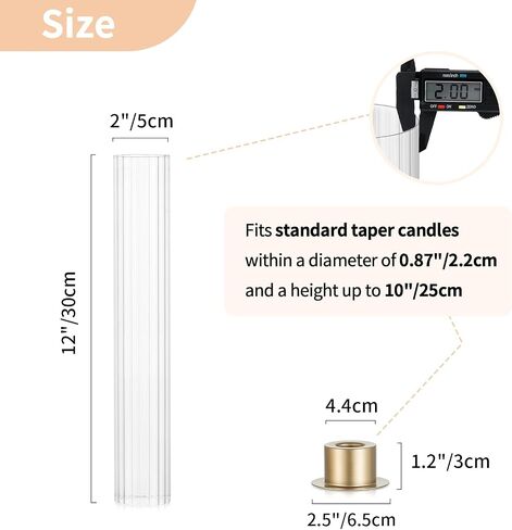 NUPTIO Hurricane Candle Holder for Centerpiece: Set of 10 Metal Taper Candle Holders with Fluted Glass Cylinders - Gold Candlestick Holders Bulk for Outdoor Party Dinner Wedding Table Decoration in Saudi Arabia