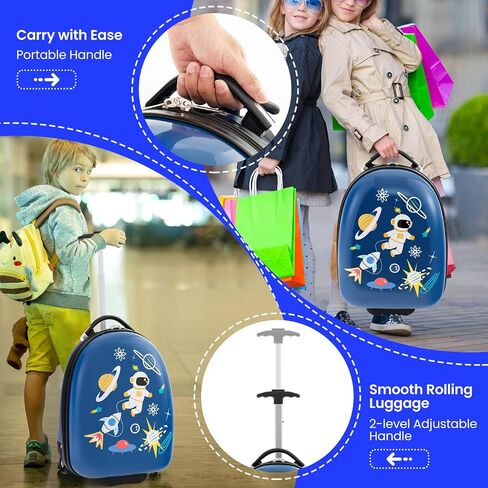 أمتعة Honey Joy Kids ، 16 "الأطفال المتداولون مع عجلات خفيفة ومقبض تلسكوبي ، أمتعة سفر خفيفة الوزن الصلبة للأطفال الصغار ، واصلوا أمتعة مع عجلات لفتاة الصبي (Pink Unicorn) in Kuwait