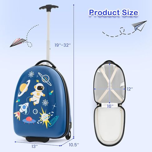 أمتعة Honey Joy Kids ، 16 "الأطفال المتداولون مع عجلات خفيفة ومقبض تلسكوبي ، أمتعة سفر خفيفة الوزن الصلبة للأطفال الصغار ، واصلوا أمتعة مع عجلات لفتاة الصبي (Pink Unicorn) in Kuwait