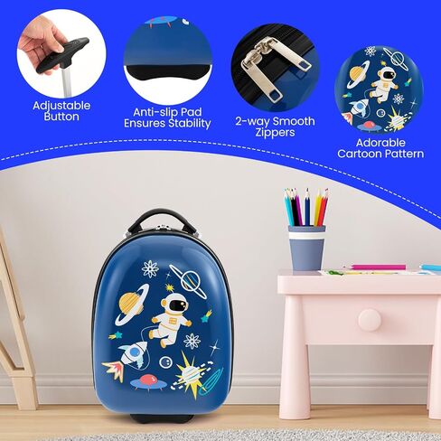 أمتعة Honey Joy Kids ، 16 "الأطفال المتداولون مع عجلات خفيفة ومقبض تلسكوبي ، أمتعة سفر خفيفة الوزن الصلبة للأطفال الصغار ، واصلوا أمتعة مع عجلات لفتاة الصبي (Pink Unicorn) in Kuwait