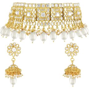 Aheli Indian Traditional Jewellery Kundan Choker Necklace Earring Jewellery Set Gift for Women