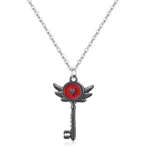 Hazbin Necklace Earrings Hazbin Merch Inspired Jewelry Heart Wing Key Necklace Earrings for Women Men Costume Cosplay