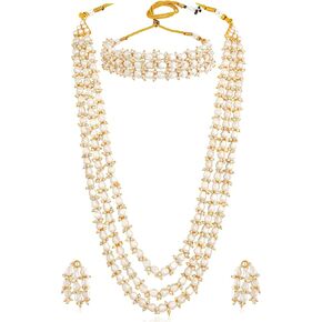 Aheli Pink Mint Kundan Stone & Beads Studded Netlace Dangle أقراط Maangtikka المجوهرات العرقية هدية للنساء