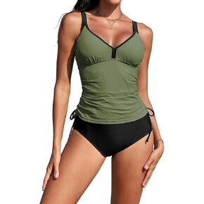 Zaful من قطعتين من السباحة المسببة للبطن البطن بدلة الاستحمام V أعلى Tankini مع قاع بيكيني
