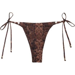 Woman's Brazilian Swimsuit Bottoms Brown Snake