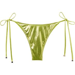 Woman's Brazilian String Swimsuit Bottoms Metallic Skin