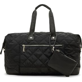 Steve Madden Women's BAMOS Large Quilted Weekender in Nylon WTH Wristlet, Black
