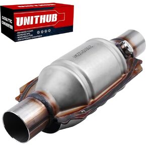 Universal Catalytic Converter 2.25 Inch 2.25" Inlet/Outlet Cat Converter with Heat Shield and Oxygen Sensor Port High Flow Front 13 Inch Stainless Steel Direct Replacement (EPA Compliant)