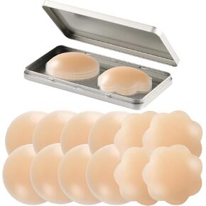 Premillow Sticky Bra – Nipple Covers 6 Pairs Reusable Silicone Nipple Stickers Beige
