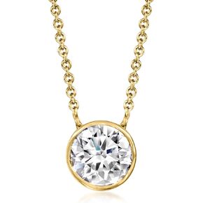 Ross-Simons 1.00 Carat Bezel-Set Lab-Grown Diamond Necklace in 14kt Yellow Gold