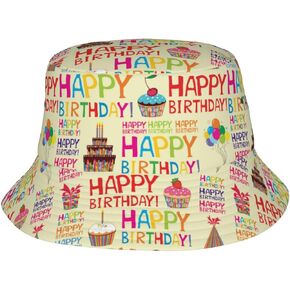 Happy Birthday Bucket Hat for Men Women, Fashion Packable Birthday Fishing Hat Sun Hat Outdoor Fisherman Cap