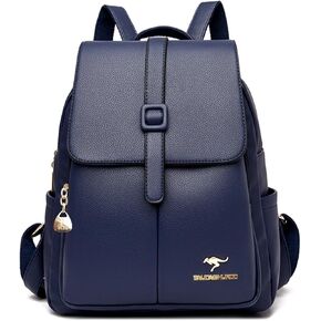 NICOLE & DORIS Fashion Daypacks Backpacks for Women Waterproof Rucksack PU Leather Shoulder Bags Handbag Anti-theft Mini Backpack Travel Backpack with Flap Red