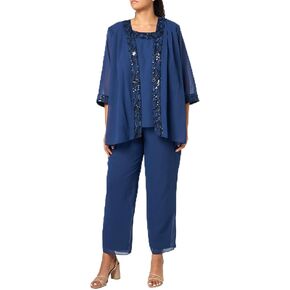 Le Bos Women's 3-Piece Set with Scoop Neck Tank Open-Front Soft Jacket and Pull-on Pants