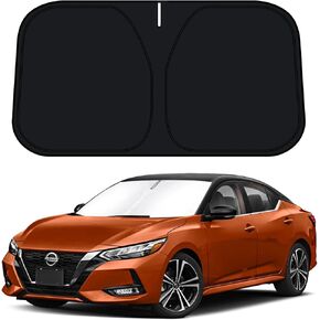 D-Lumina Windshield Sun Shade for 2020 2021 2022 2023 2024 2025 Nissan Sentra Sedan Accessories, Front Window Sunshade Sun Visor Protector Block UV Rays Heat, Foldable 2 Layers 210T Material