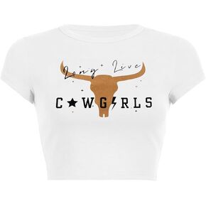Cowboys Crop Top E Girl Clothing y2k Graphic Baby Tees for Teen Girls