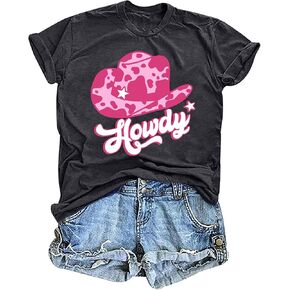 Womens Cow Skull Shirt Cowgirl Country Concert Tshirt Vintage Western Rodeo Graphic Tee Short Sleeve Casual Summer Top