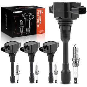 A-Premium Ignition Coil Pack و Iridium Parch Plugs متوافقة مع Nissan Versa 2012-2019 1.6L 1.8L ، Versa Note 2014-2019 1.6L ، MICRA 2015-2019 1.6L ، 4-PC SET