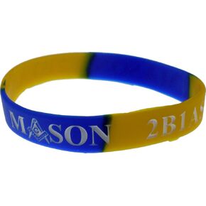 Cultural Exchange Mason 2B1 ASK1 Color Swirl Silicone Bracelet [Pack of 2 - Blue/Gold - 8"]