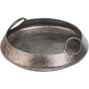 مستدير يدوي يدوي صواني معدنية ريفي مع مقابض (1 ، 15.7 "x5")