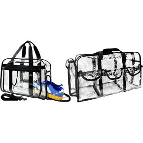 Large Clear Duffle Travel Gym Bag, Clear Tote Makeup Bag for Weekender, Travel, Overnight, Carry on Airplanes