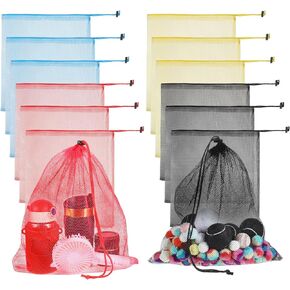12pcs حقيبة شبكية ملونة حقيبة رياضية حقيبة تعدد الأسلوب من النايلون مع إغلاق قفل الحبل 15.6 "× 133