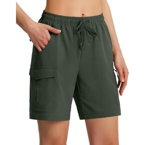 KSMIEN WIND 7 "شورت الشحن المشي لمسافات طويلة خفيفة الوزن للسيدات الجاف الجاف شورت الصيف مع جيوب سحاب للسفر الجولف in Kuwait