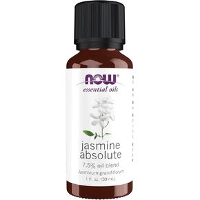 NOW Essential Oils, Jasmine Absolute Oil Blend, 7.5% Blend of Pure Jasmine Absolute Oil in Pure Jojoba Oil, Romantic Aromatherapy Scent, Vegan, Child Resistant Cap, 1-Ounce