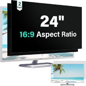 [2 PACK] Computer Privacy Screen 24 Inch 16:9 Widescreen Monitor, Computer Screen Privacy Shield, Removable Anti Glare Anti Scratch Blue Light Protector Film, Data Confidentiality Shield