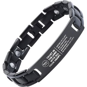 Crosstraxx Religious Bracelet - Adjustable Titanium Magnetic Bracelet Proverbs 3:5-6 - Trust in The Lord with All Your Heart Motivational Christian Scripture - 8.5x0.5
