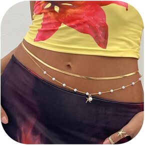 Waist Chain for Women Body Chain Gold Shell Waist Chains Belt Starfish Jewelry Crystal Body Chains for Women Jewelry for Summer Beach Outfits