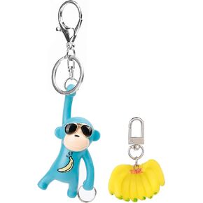 YGMONER Cool Monkey Banana Keychains Car Keys Holder Backpack Pendant Charm