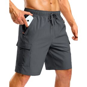 Pudolla Men's Hiking Cargo Shorts with 5 Pockets Lightweight 9" Outdoor Work Casual Shorts for Men Travel Fishing