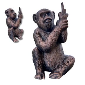 Funny Monkey Middle Fingurine - Pla Sculpture - ديكور مكتب فريد من نوعه ، هدية لعشاق الحيوانات ، المكتب ، وتزيين المنزل