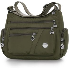 WITERY Nylon Crossboby Bags for Women - Waterproof Zipper Multi-Pocket Crossboby Purse Lightweight Shoulder Bag
