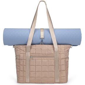 Tote Bag for Women with Zipper, Puffer Gym Tote with Yoga Mat Straps in Kuwait