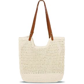 MAMUNU Crochet Tote Bag for Women, Summer Mesh Beach Tote Bag, Aesthetic Knit Tote Bag Shoulder Handbag for Travel Vacation