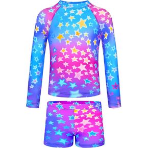 TENVDA Girls Swimsuit Two Piece Boyshort Tankini Bathing Suits Summer Beach Kids Swimwear Size 4-14 Years