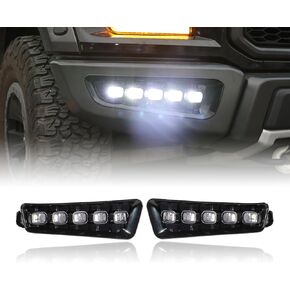 مجموعة مصباح الضباب الأمامية LED متوافقة مع F150 Raptor 2018-2020 ، زوج من مصابيح الضباب LED مع إشارات Amber Turn Front Drl Light Assembly (F150 Raptor 2018 to 2020)