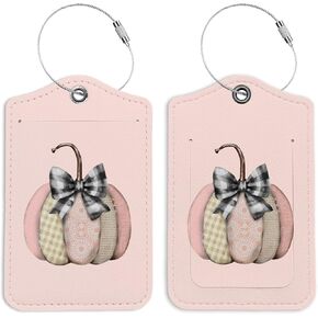 Preppy Pink Cherries Luggage Tags for Suitcases, Purple Luggage Tag, Back to School, Trendy Girly 2 Pack Travel Luggage Tags, Teen Girls Gifts Suitcase Tags