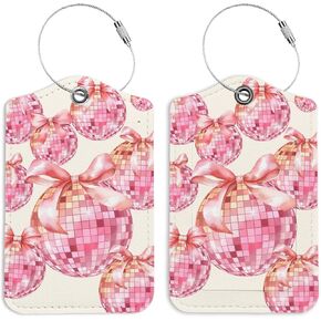 Preppy Pink Cherries Luggage Tags for Suitcases, Purple Luggage Tag, Back to School, Trendy Girly 2 Pack Travel Luggage Tags, Teen Girls Gifts Suitcase Tags in Kuwait