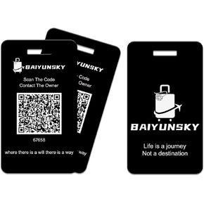 Smart Luggage Tags for Suitcases, 2 Pack QR Code Security Information Luggage Tag, Steel Ring, Waterproof Easy Identify Personalized Luggage Tag, No App or Subscription Needed (Black)